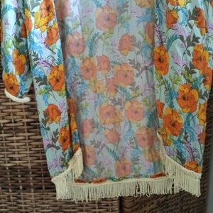 Girls floral boho kimono